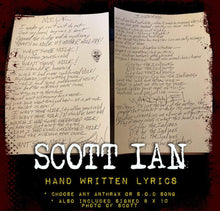 Load image into Gallery viewer, Scott Ian Custom Hand Written Lyrics.
